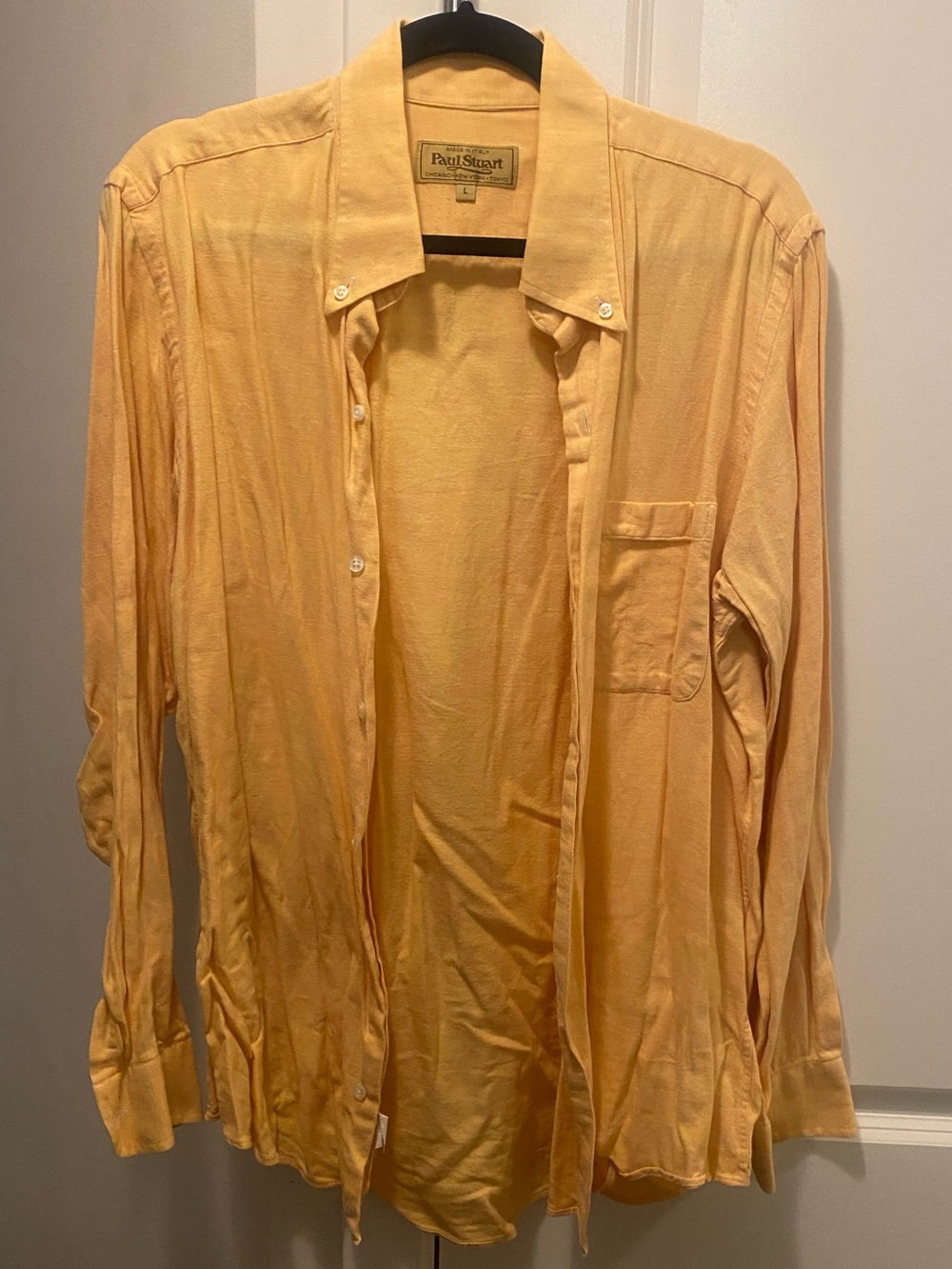 Paul Stuart Men's Long-Sleeve Button-Down Shirt in Pale Peach